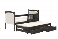 Amely egyszintes kihúzható ágy, szárazon törölhető rajztáblával - fekete, Méret 80x160  fekete biale postel dzieciece  