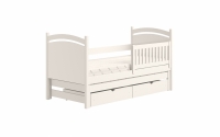 Amely egyszintes kihúzható ágy, szárazon törölhető rajztáblával - fehér, Méret 80x160  biale postel z barierka 