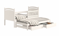 Amely egyszintes kihúzható ágy, szárazon törölhető rajztáblával - fehér, Méret 80x180  biale postel fiokokkal 