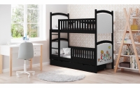 Amely emeletes ágy, szárazon törölhető rajztáblával - fekete, Méret 80x200 postel patrová  z drewnianymi fiokok 