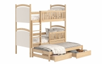 Amely kihúzható emeletes ágy, rajztáblával - fenyőfa, 80x160 sosnowe postel fiokokkal na posciel  