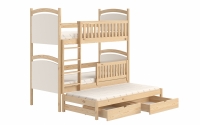 postel patrová  výsuvná s tabulí na suché mazání Amely - Barva Borovice, 80x190 potrojne postel dětské  