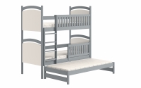 Amely kihúzható emeletes ágy, rajztáblával - szürke, 80x190 potrojne postel patrová , w szarym színárnyalat z barierka  