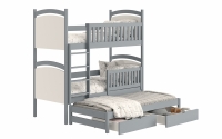 postel patrová  výsuvná s tabulí na suché mazání Amely - Barva šedý, 80x190 šedý postel z wysuwanym miejscem na spaní  