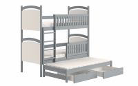 Amely kihúzható emeletes ágy, rajztáblával - szürke, 90x200 szürke postel dzieciece 