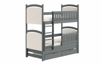 Amely kihúzható emeletes ágy, rajztáblával - grafitszürke, 80x160  postel dla trojki dzieci 