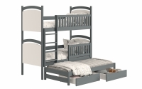 Amely kihúzható emeletes ágy, rajztáblával - grafitszürke, 80x200 grafitszürke postel potrojne 