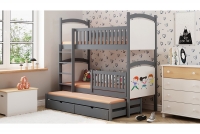 postel patrová  výsuvná s tabulí na suché mazání Amely - Barva grafit, 90x190 grafit postel z wysuwem dla dziecka 