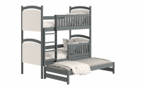 Amely kihúzható emeletes ágy, rajztáblával - grafitszürke, 90x200 szürke postel dzieciece z biala tablica na markery 