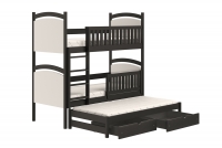 postel patrová  výsuvná s tabulí na suché mazání Amely - Barva Černý, 80x180 postel patrová  w czarnym barevným odstínu 