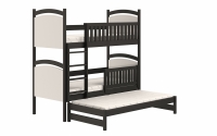 postel patrová  výsuvná s tabulí na suché mazání Amely - Barva Černý, 90x180 potrojne, černé postel 