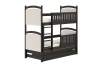 postel patrová  výsuvná s tabulí na suché mazání Amely - Barva Černý, 90x200 černé postel drewniane s zásuvkami 