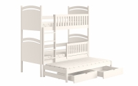 Amely kihúzható emeletes ágy, rajztáblával - fehér, 80x160 potrojne, biale postel patrová  