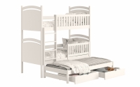 postel patrová  výsuvná s tabulí na suché mazání Amely - Barva Bílý, 90x200 potrojne postel patrová  s zásuvkami na hračky 