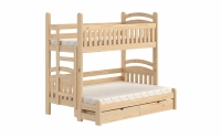 Patrová postel Amely Maxi 90x200/140x200 levá - borovice dřevěnýpostel s zásuvkami 