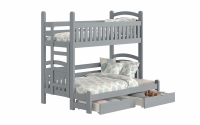 Patrová postel Amely Maxi 80x200/140x200 levá - šedá šedý postel patrová  s zásuvkami 