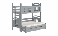 Patrová postel Amely Maxi 80x200/140x200 levá - šedá šedý postel z drabionka z lewej strony 