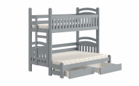 Amely Maxi emeletes ágy, bal oldal - szürke, 90x200/140x200 szürke postel patrová , z drewna sosnowego 
