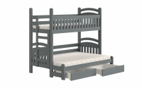 postel patrová  Amely Maxi levá - grafit, 80x200/140x200 grafit, podwojne postel dětské s zásuvkami