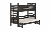 postel patrová  Amely Maxi levá - Černý, 80x200/140x200 postel patrová , w czarnym barevným odstínu 