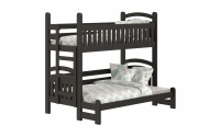 Amely Maxi emeletes ágy, bal oldal - fekete, 90x200/140x200 fekete postel patrová  z barierka  