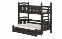 Amely Maxi emeletes ágy, jobb oldal - fekete, 80x200/140x200 fekete postel patrová  z drabinka  