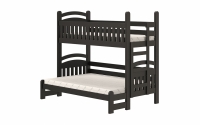 Amely Maxi emeletes ágy, jobb oldal - fekete, 90x200/140x200 fekete postel patrová  z szerokim miejscem do spania na dole  