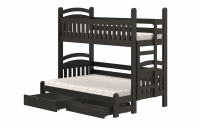 postel patrová  Amely Maxi pravá - Černý, 90x200/140x200 černé postel patrová   