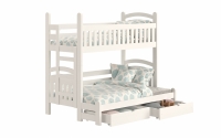 postel patrová  Amely Maxi levá - Bílý, 90x200/120x200 biale postel patrová  s zásuvkami na hračky 