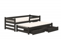 Detská posteľ prízemná s výsuvným lôžkom Alis DPV 001 - Čierny, 90x200 Posteľ prízemná s výsuvným lôžkom Alis DPV 001 - Farba Čierny