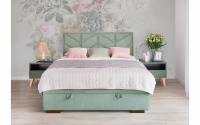Čalouněná postel Lindi 180x200 s roštěm postel pro ložnice Lindi z drewnianymi nozkami 