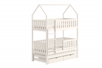 Detská poschodová posteľ Nemos domček s prístelkou - 90x180 cm - biela Detská posteľ poschodová s výsuvným lôžkom Nemos - Farba Biely 