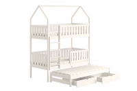 Patrová výsuvná domečková postel Nemos 80x200 pro 3 osoby - bílá postel dětské patrová  výsuvná Nemos - Barva Bílý 