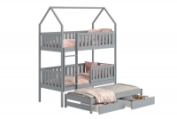 postel dětské domeček patrová  výsuvná Nemos - šedý, 90x200 postel dětské patrová  výsuvná Nemos - Barva šedý 