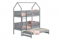 postel dětské domeček patrová  výsuvná Nemos - šedý, 90x190 postel dětské patrová  výsuvná Nemos - Barva šedý 