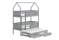 postel dětské domeček patrová  výsuvná Nemos - šedý, 90x180 postel dětské patrová  výsuvná Nemos - Barva šedý 