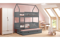 postel dětské domeček patrová  výsuvná Nemos - grafit, 90x200 postel dětské patrová  výsuvná Nemos - Barva Grafit 