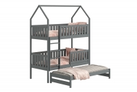 Detská posteľ domček poschodová s výsuvným lôžkom Nemos - grafit, 80x160 Detská posteľ poschodová s výsuvným lôžkom Nemos - Farba Grafit 