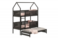 Detská posteľ domček poschodová s výsuvným lôžkom Nemos - Čierny, 90x200 Detská posteľ poschodová s výsuvným lôžkom Nemos - Farba Čierny 