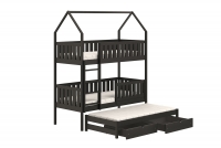 postel dětské domeček patrová  výsuvná Nemos - Černý, 90x190 postel dětské patrová  výsuvná Nemos - Barva Černý 
