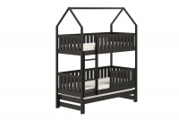 Detská posteľ domček poschodová s výsuvným lôžkom Nemos - Čierny, 80x160 Detská posteľ poschodová s výsuvným lôžkom Nemos - Farba Čierny 