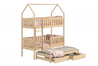 Detská posteľ domček poschodová s výsuvným lôžkom Nemos - Borovica, 90x200 Detská posteľ poschodová s výsuvným lôžkom Nemos - Farba Borovica 