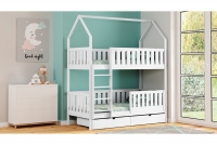 postel dětské domeček patrová  Nemos - Bílý, 90x200 postel dětské patrová  Nemos - Barva Bílý