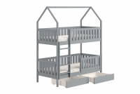 Detská posteľ domček poschodová Nemos - šedý, 90x180 Detská posteľ poschodová Nemos - Farba šedý 