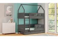 Detská posteľ domček poschodová Nemos - grafit, 90x180 Detská posteľ poschodová Nemos - Farba Grafit 