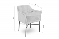 židle čalouněné z podlokietnikami Rozalio - šedý Cloud 83 / černé Nohy židle čalouněné  z podlokietnikami