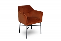 Čalouněná židle Rozalio s područkami - Salvador 14 oranžová / černé nožky rude židle
