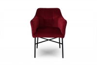 Scaun tapițat cu cotiere Rozalio  - Negru Salvador 13 / negru Picioare bordowe scaune pentru camera de zi