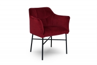 Stolička čalúnená z podlokietnikami Rozalio - Červený Salvador 13 / čierne nožičky czerwone krzesło