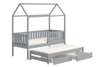Detská posteľ domček prízemná s výsuvným lôžkom Nemos - šedý, 80x190 Detská posteľ prízemná s výsuvným lôžkom Nemos - Farba šedý